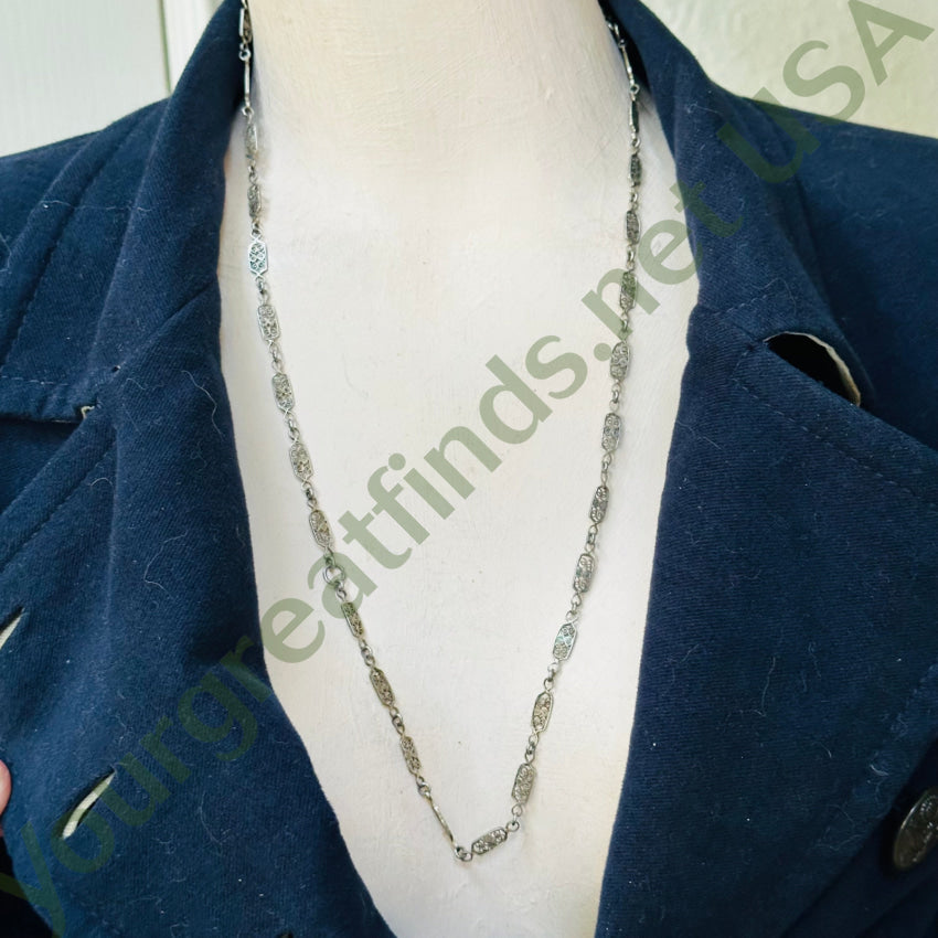 Vintage Gold Filled Sterling Silver Filigree Convertible Chain Necklace