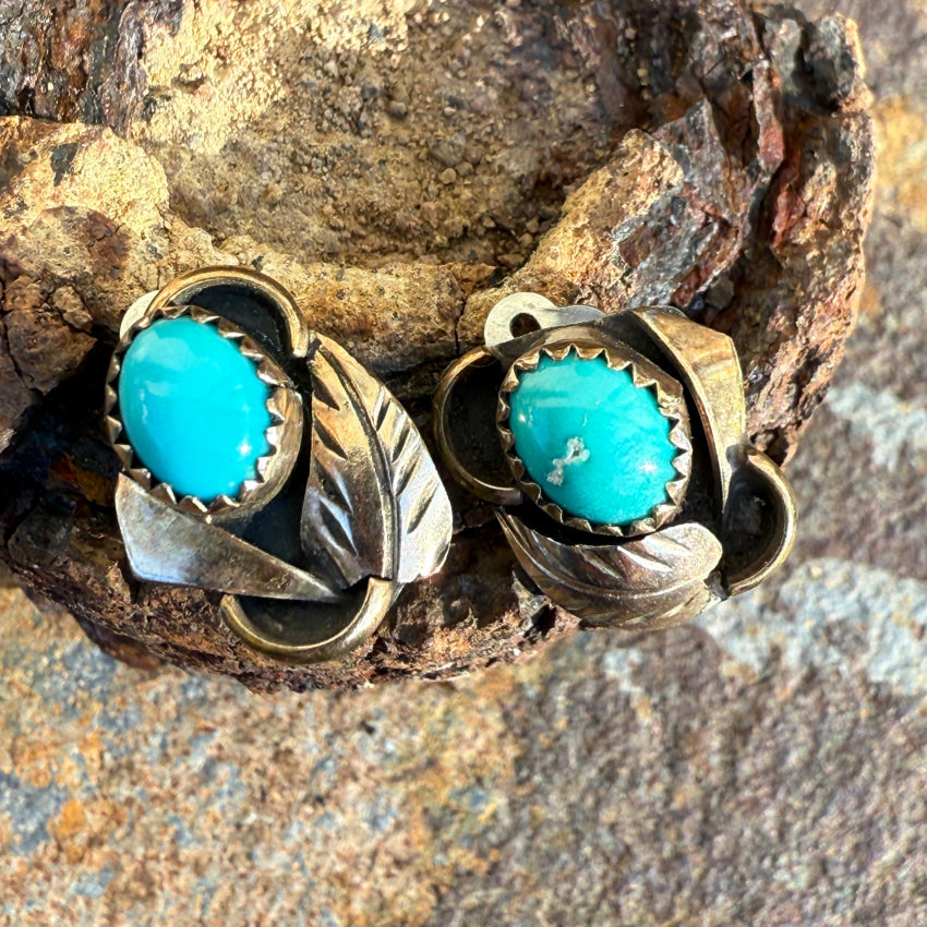 Vintage Gold Filled Sterling Silver Navajo Clip On Earrings earrings