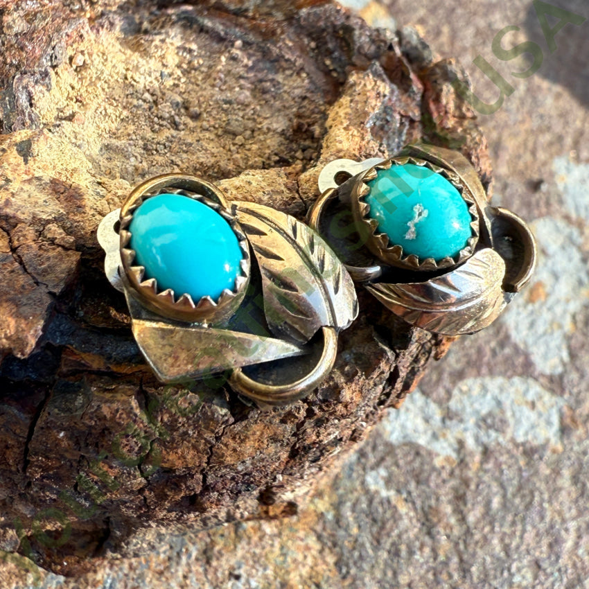 Vintage Gold Filled Sterling Silver Navajo Clip On Earrings earrings