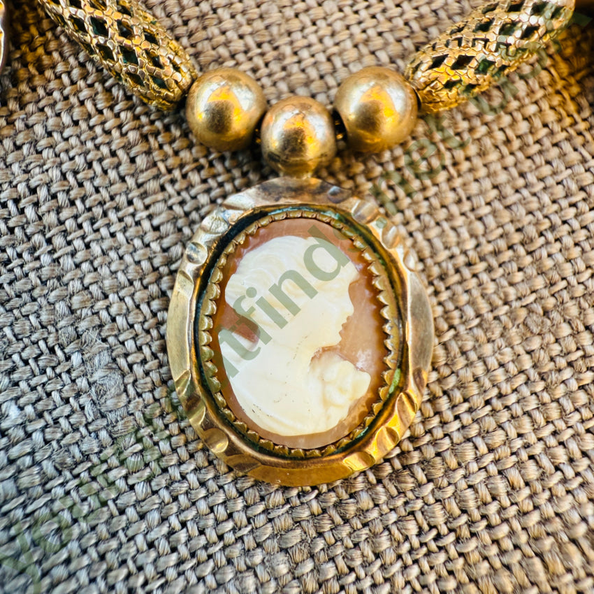 Vintage Gold Filled Triple Cameo Necklace necklace
