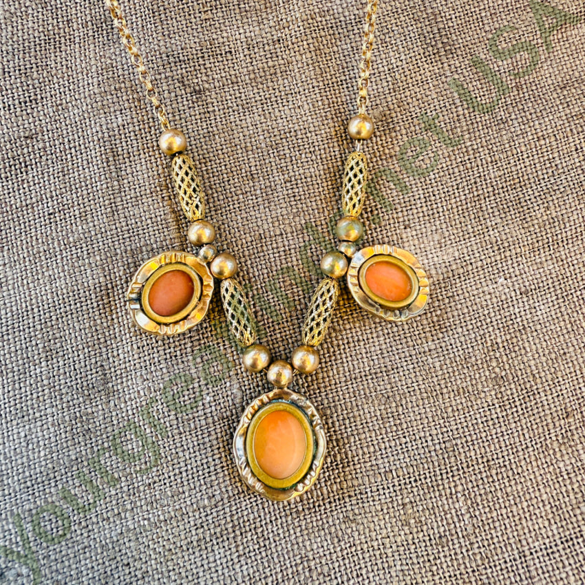 Vintage Gold Filled Triple Cameo Necklace necklace