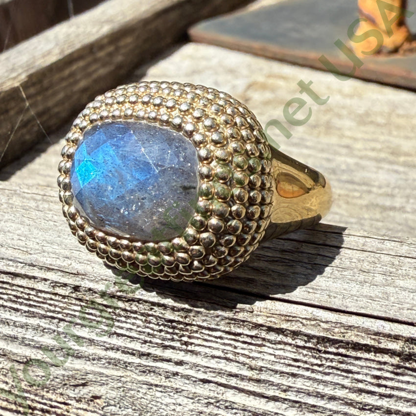 Vintage Gold over Sterling Silver Blue Labradorite Ring Size 6.5 ring