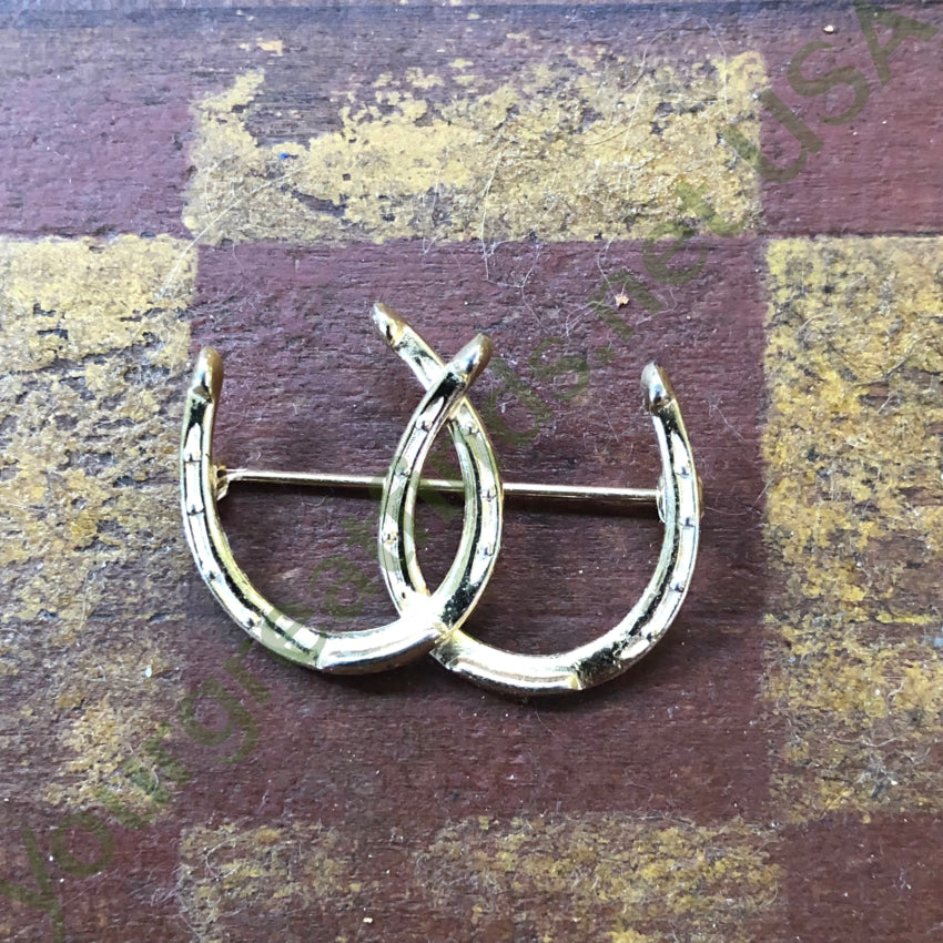 Vintage Gold Over Sterling Silver Double Luck Horseshoe Pin