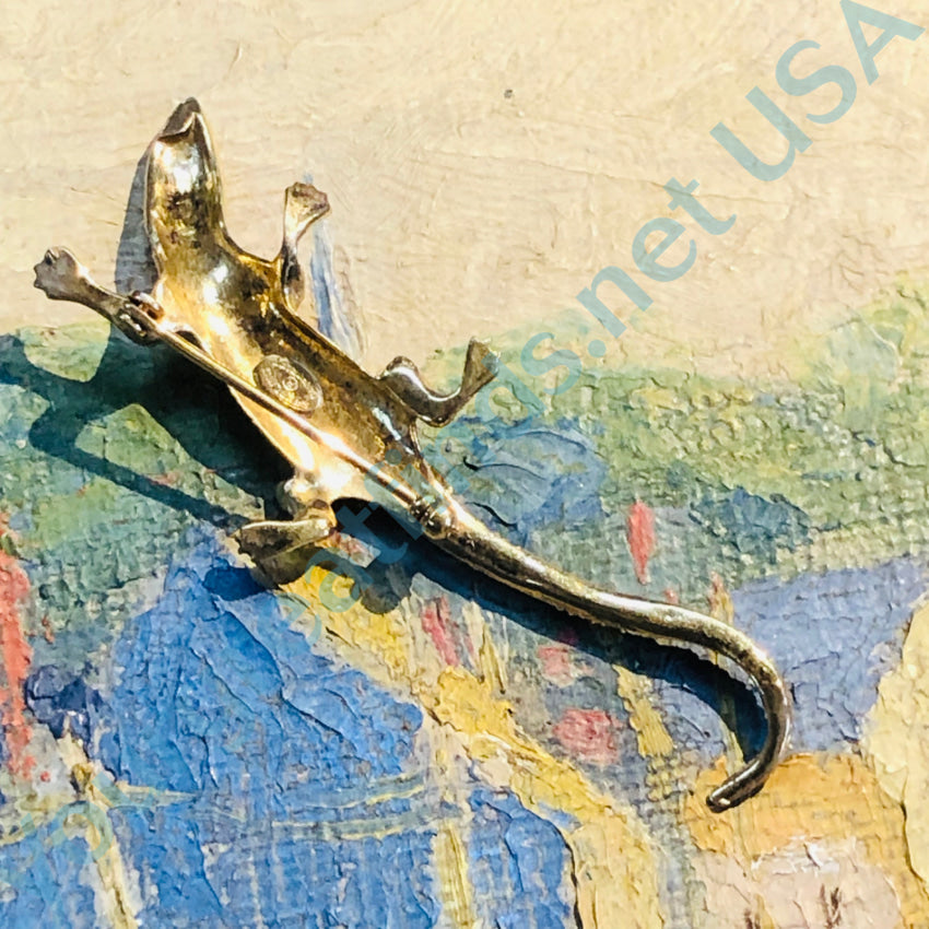 Vintage Gold Over Sterling Silver Lizard Pin Brooch Danecraft Pin / Brooch