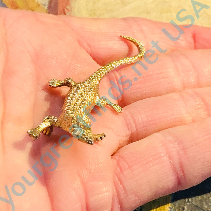 Vintage Gold Over Sterling Silver Lizard Pin Brooch Danecraft Pin / Brooch