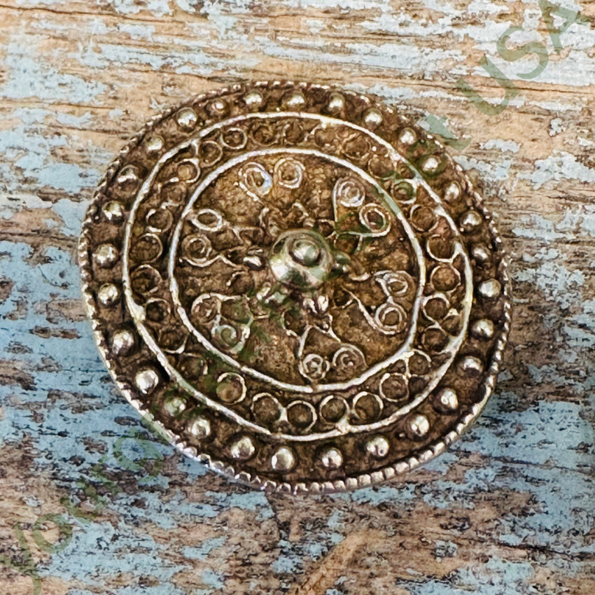 Vintage Gold Over Sterling Silver Medallion Clip Earrings Italy