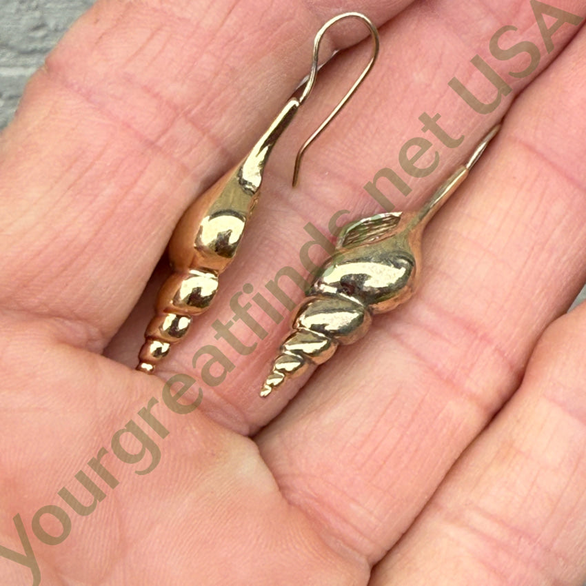 Vintage GOld over Sterling Silver Seashell Pierced Earrings earrings