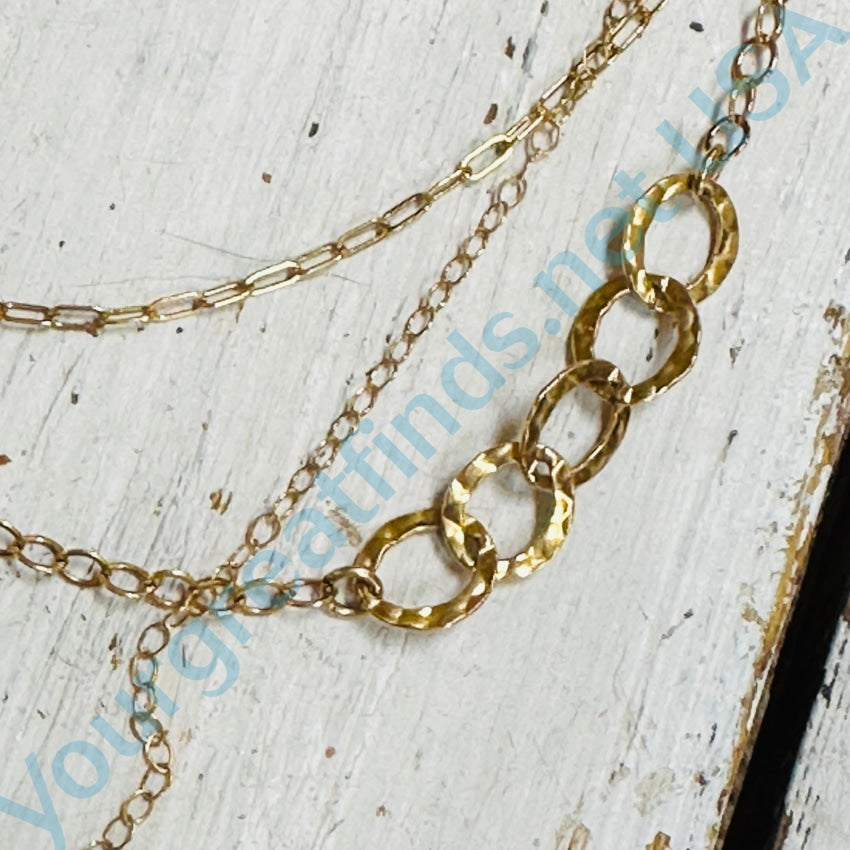 Vintage Gold Over Sterling Silver Triple Chain Necklace Coin