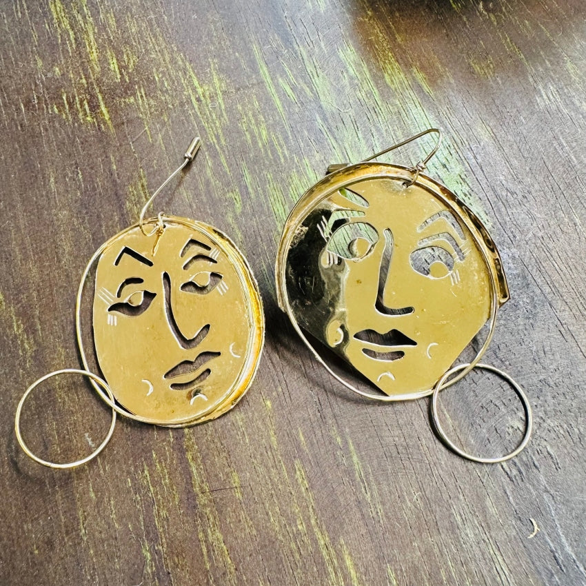 Vintage Gold Washed Sterling Silver Figural Pierced Earrings