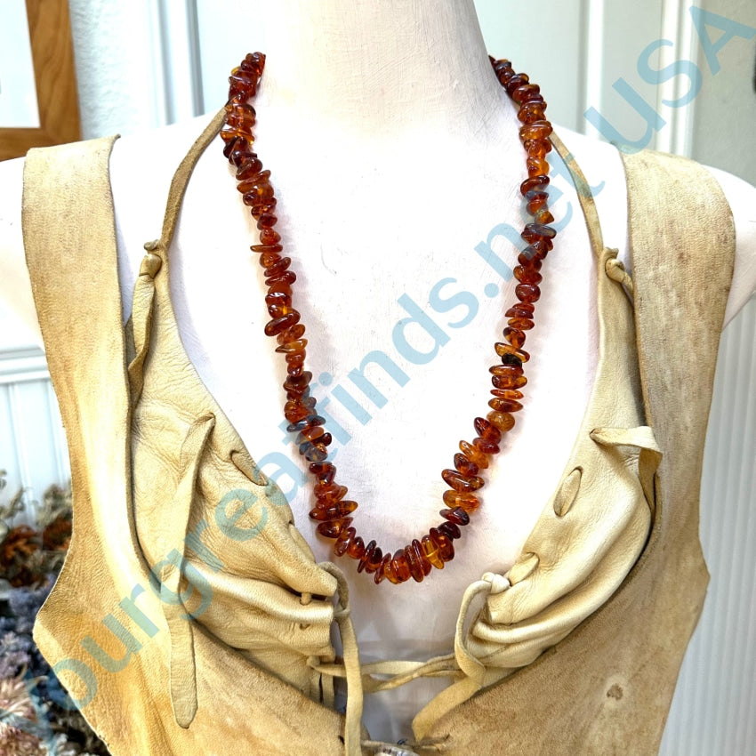 Vintage Golden Amber Nugget Necklace Hidden Clasp