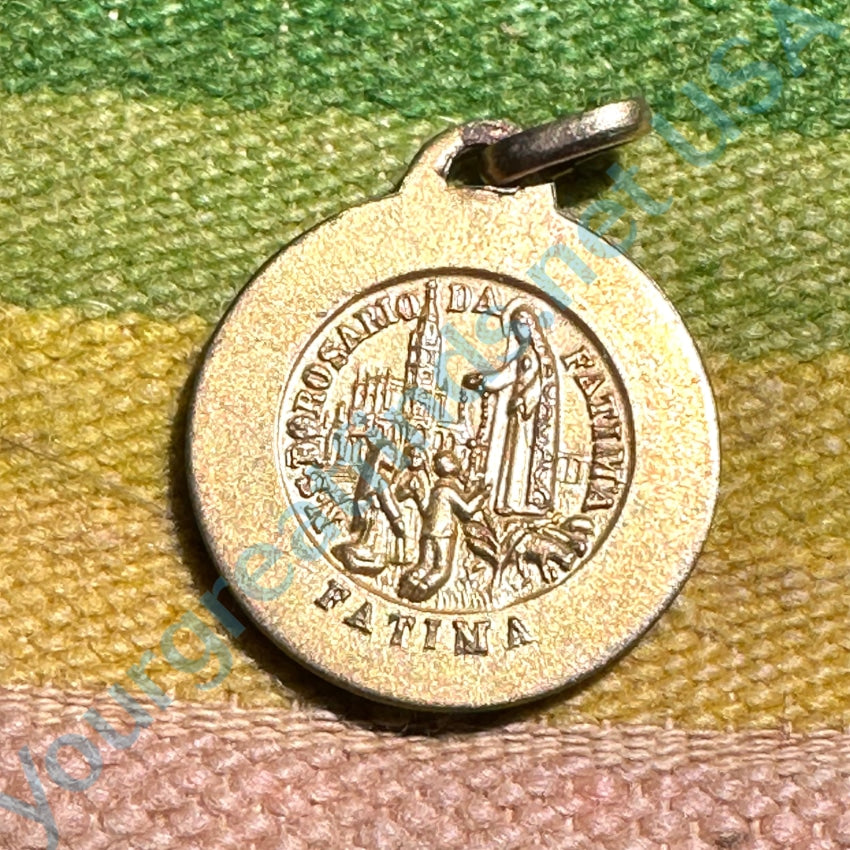 Vintage Goldtone Nossa Senhora De Fatima Devotional Pendant