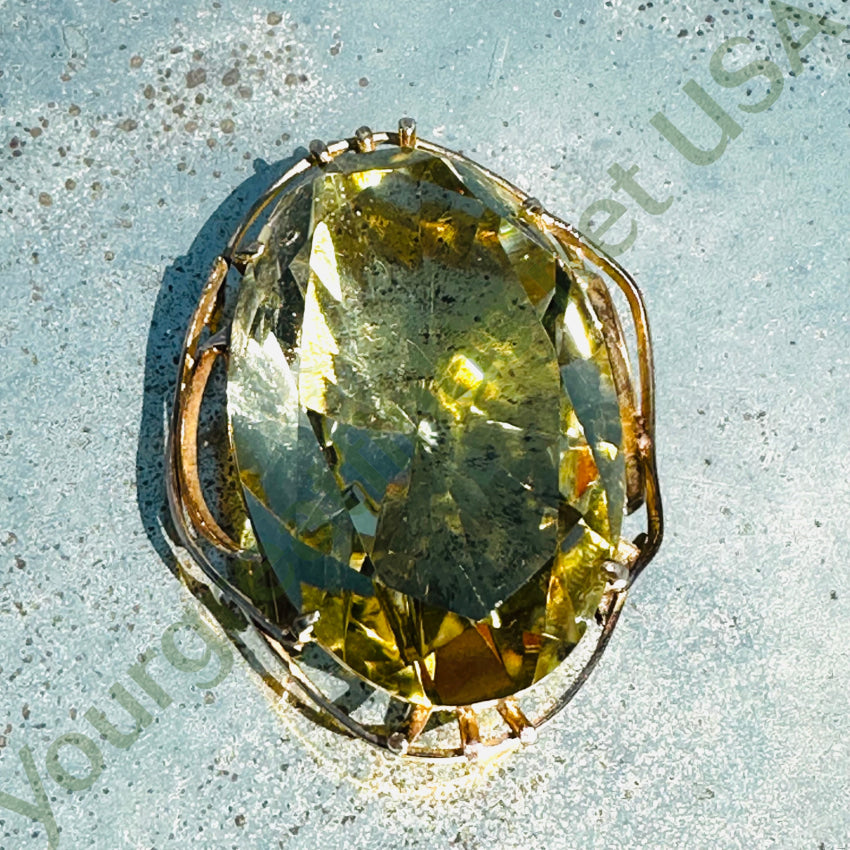 Vintage Goldtone Pendant Pin Scarf Slide 117 Carat Lemon Citrine Pendant