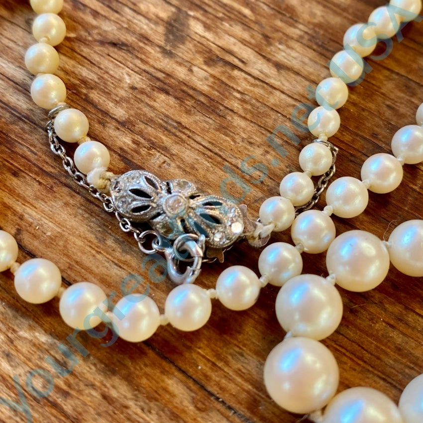 Antique Side Buckle Pearl Necklace - Pearl & Clasp