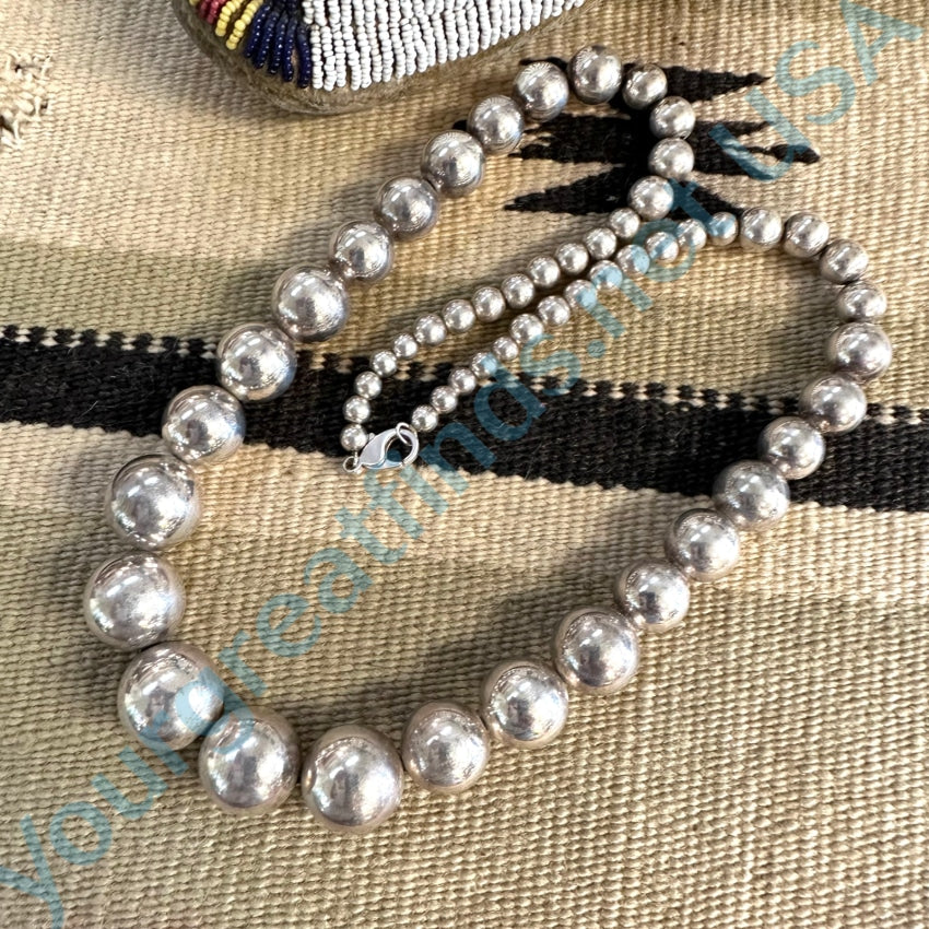 Vintage Graduated Sterling Silver Pearls Necklace