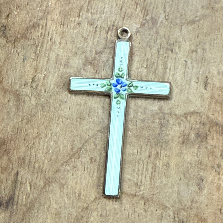Vintage Guilloche Enamel Holy Cross Pendant pendant