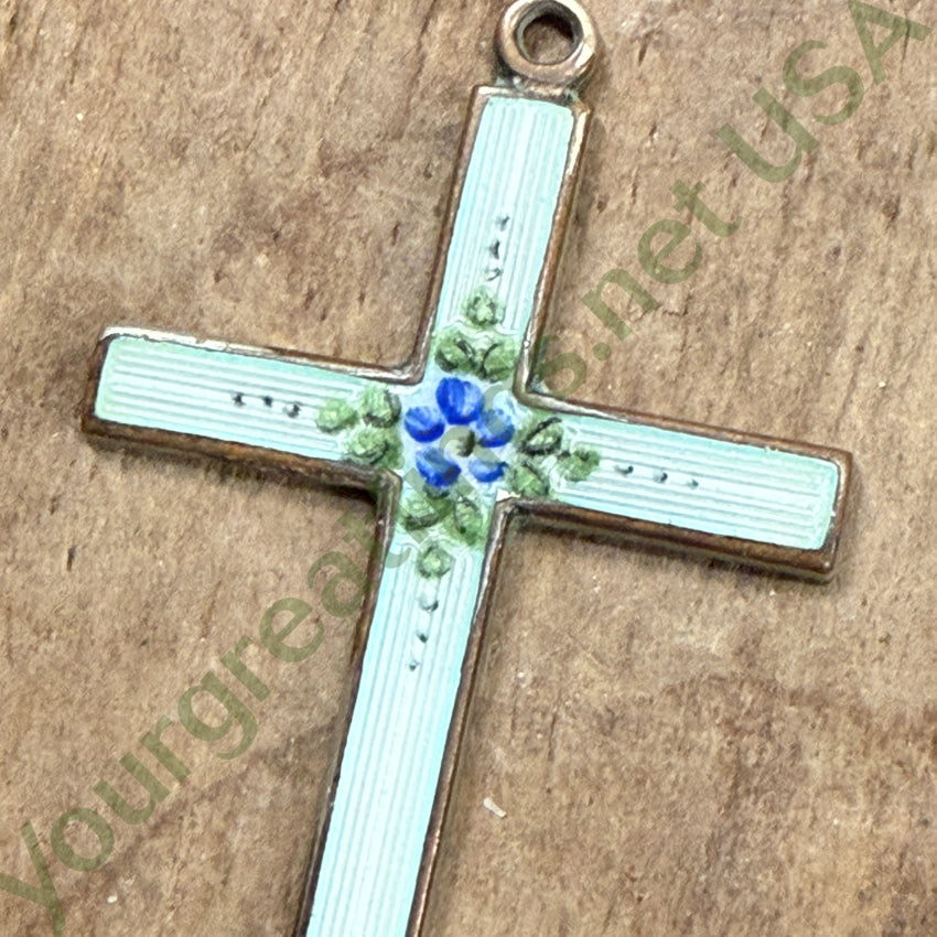 Vintage Guilloche Enamel Holy Cross Pendant pendant