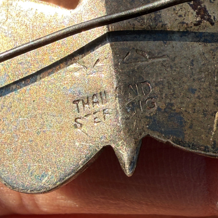 Vintage Guilloche Enamel Sterling Silver Butterfly Pin pin