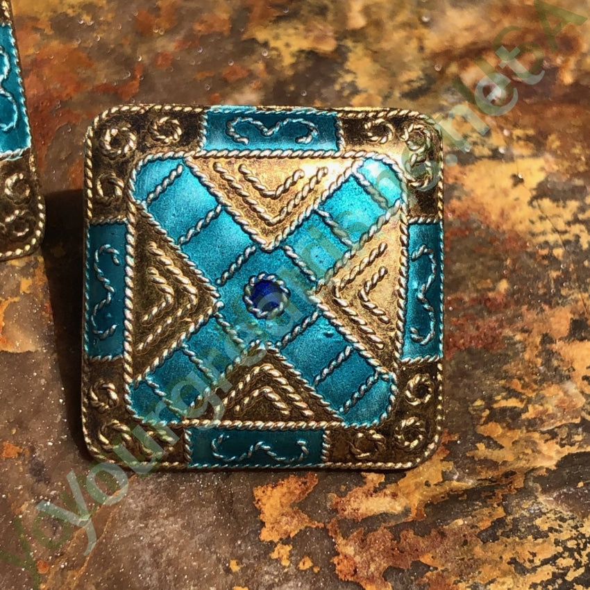 Vintage Guillouche Enamel Sterling Silver Pierced Earrings Yourgreatfinds