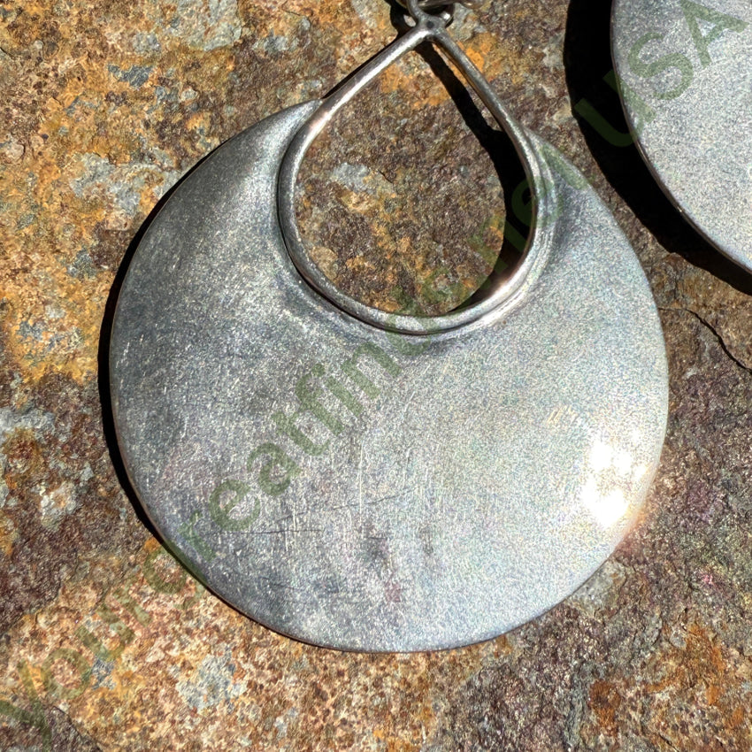 Vintage Hammered Sterling Silver Hoop Pierced Earrings necklace