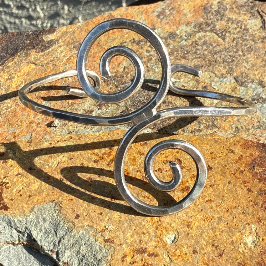 Vintage Hammered Sterling Silver Spiral Bracelet Bracelet