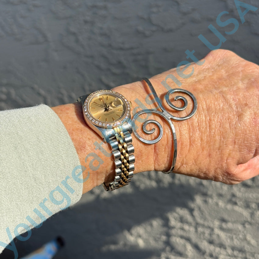 Vintage Hammered Sterling Silver Spiral Bracelet Bracelet