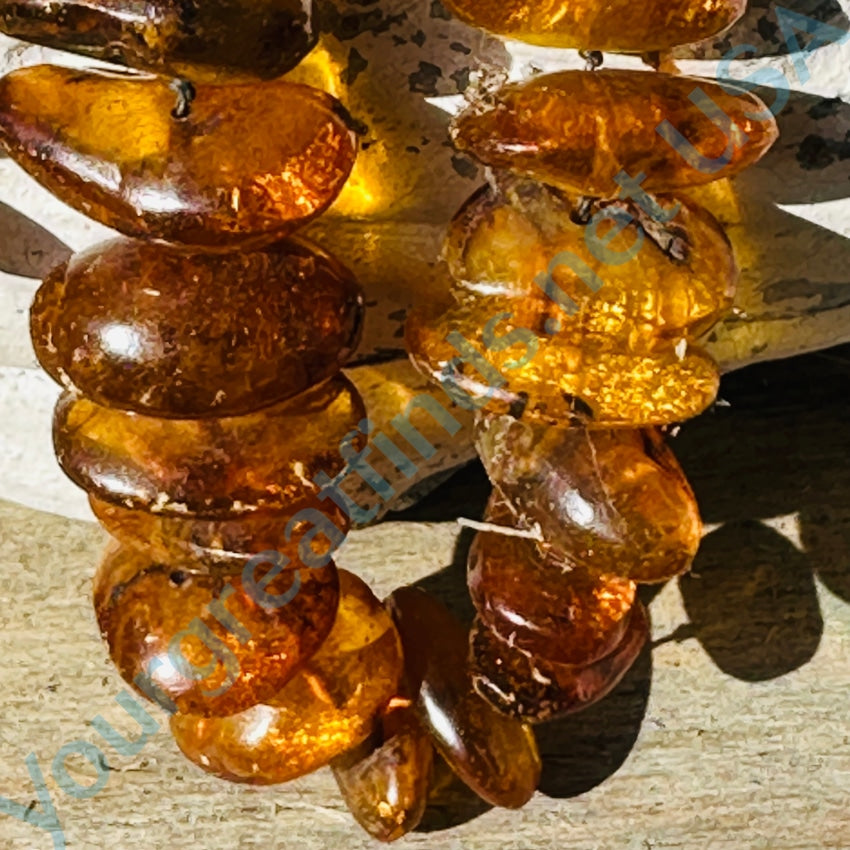 Vintage Hand Knotted Amber Nugget Necklace 26 L