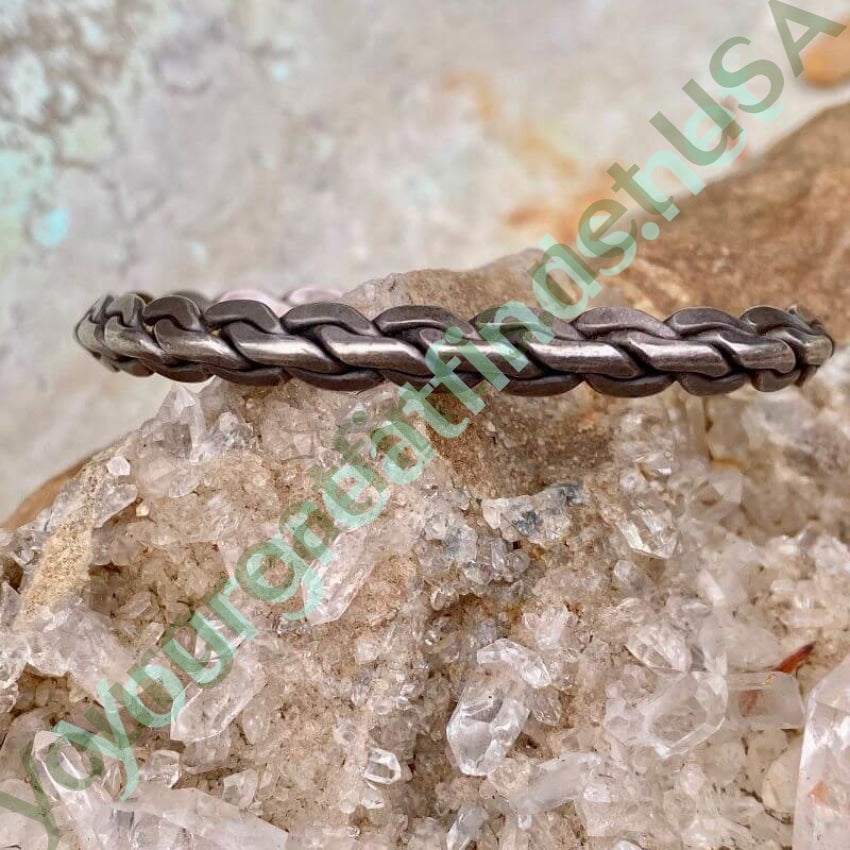 Vintage Hand Woven Sterling Silver Cuff Bracelet Yourgreatfinds