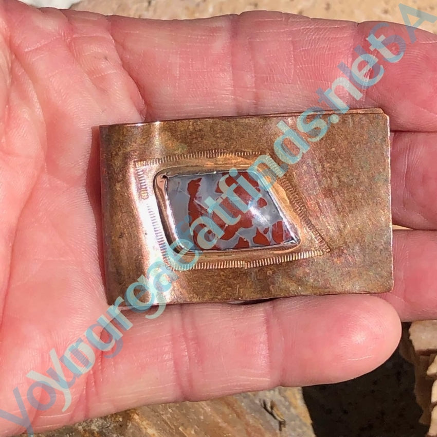 Vintage Hand Wrought Copper Money Clip Petrified Wood Yourgreatfinds
