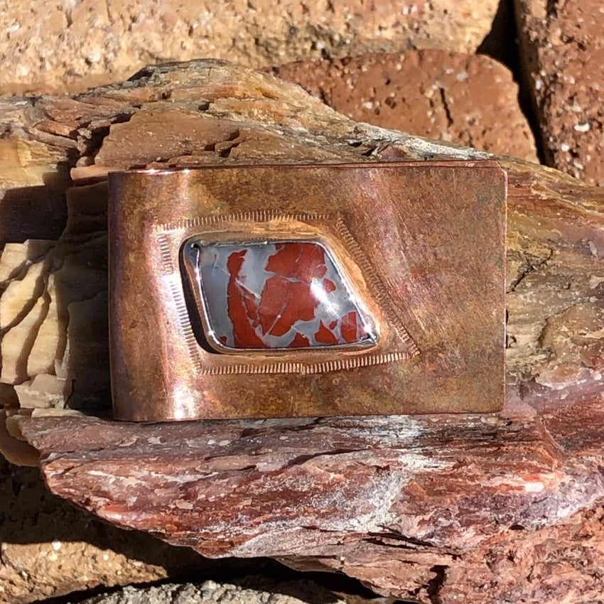 Vintage Hand Wrought Copper Money Clip Petrified Wood Yourgreatfinds