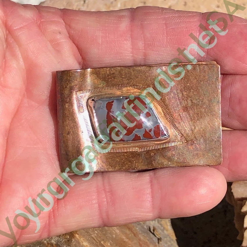 Vintage Hand Wrought Copper Money Clip Petrified Wood Yourgreatfinds