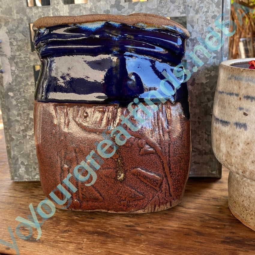 Vintage Handmade Glazed Stoneware Vase Yourgreatfinds