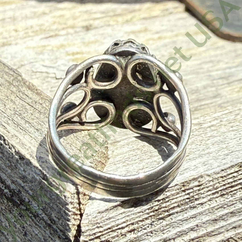 Vintage Handmade Sterling Silver Ring Natural Turquoise 7.25