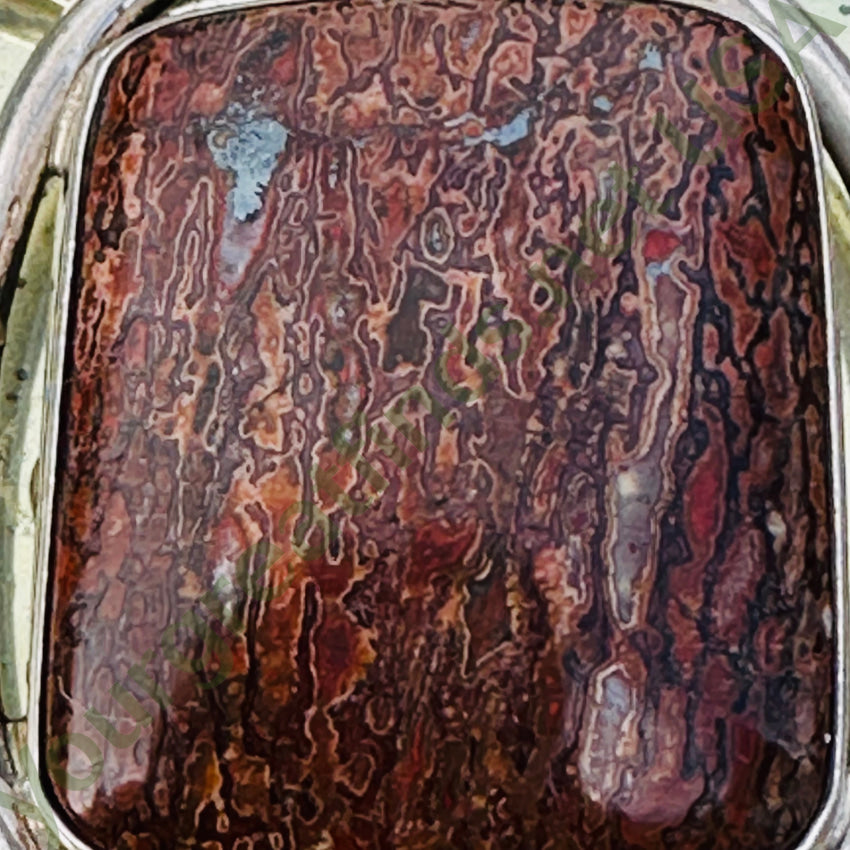 Vintage Heavy 950 Sterling Silver Dinosaur Bone Necklace Lapidario Barrera