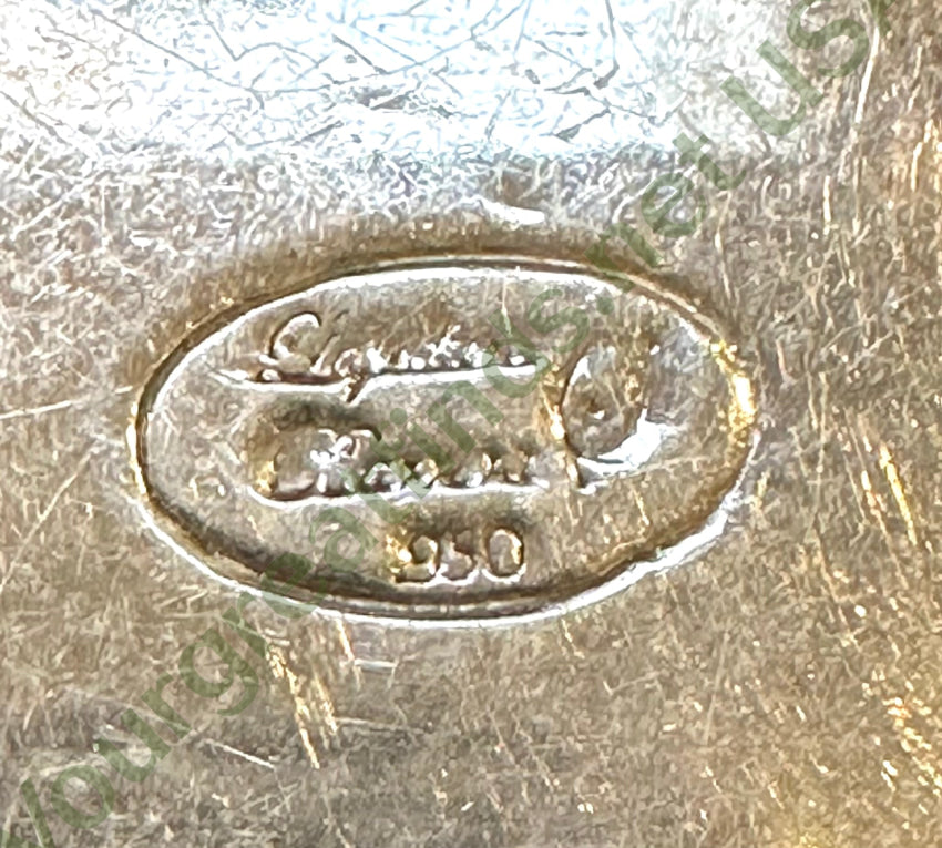 Vintage Heavy 950 Sterling Silver Dinosaur Bone Necklace Lapidario Barrera