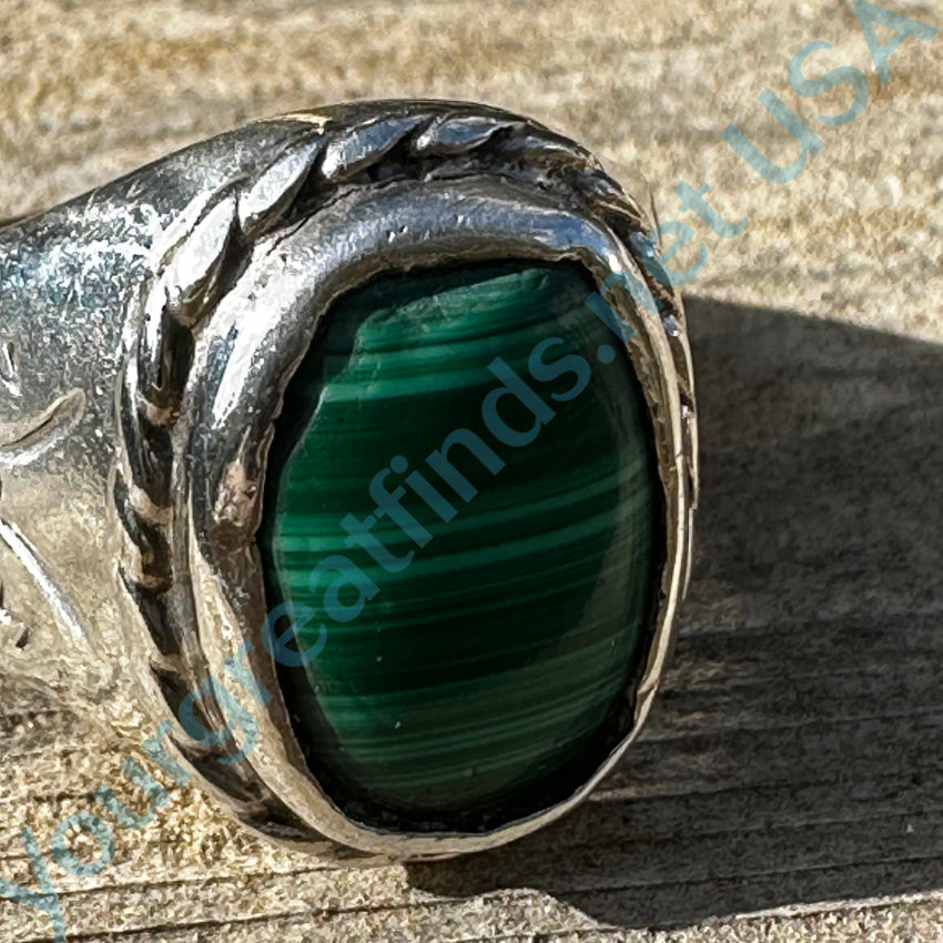 Vintage sterling silver malachite ring hotsell heavy