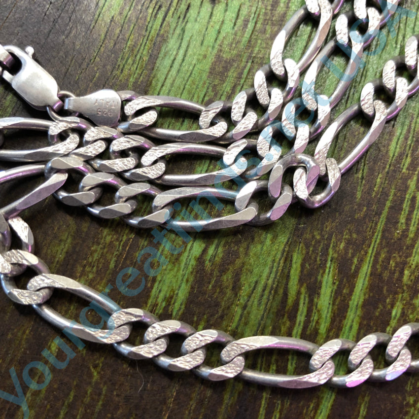 925 Sterling Silver Vintage Italy sale Figaro Chain Necklace 22