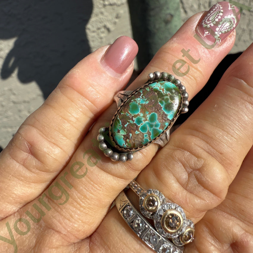 Vintage High Grade Pilot Mountain Turquoise Ring Navajo 925 Sterling Silver ring
