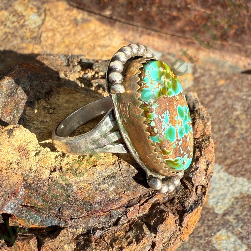 Vintage High Grade Pilot Mountain Turquoise Ring Navajo 925 Sterling Silver ring