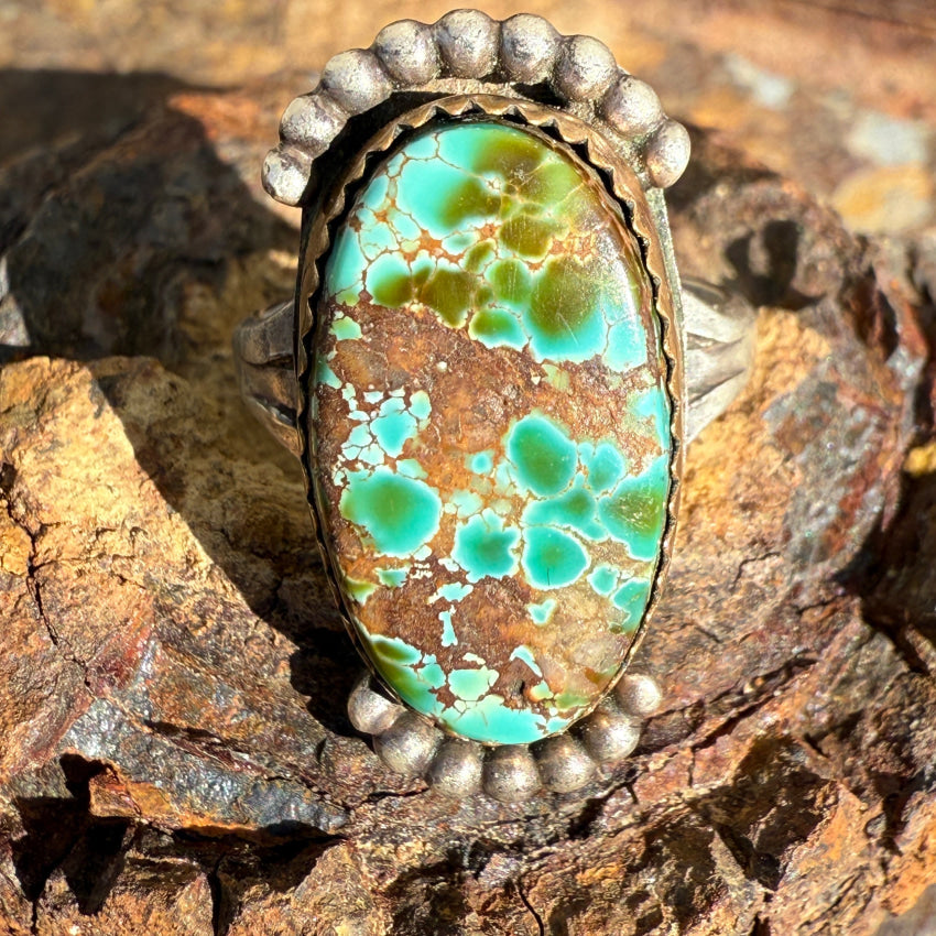 Vintage High Grade Pilot Mountain Turquoise Ring Navajo 925 Sterling Silver ring