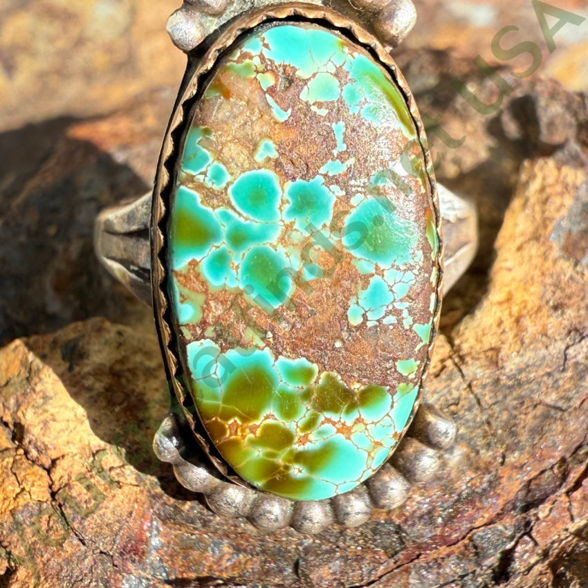 Vintage High Grade Pilot Mountain Turquoise Ring Navajo 925 Sterling Silver ring