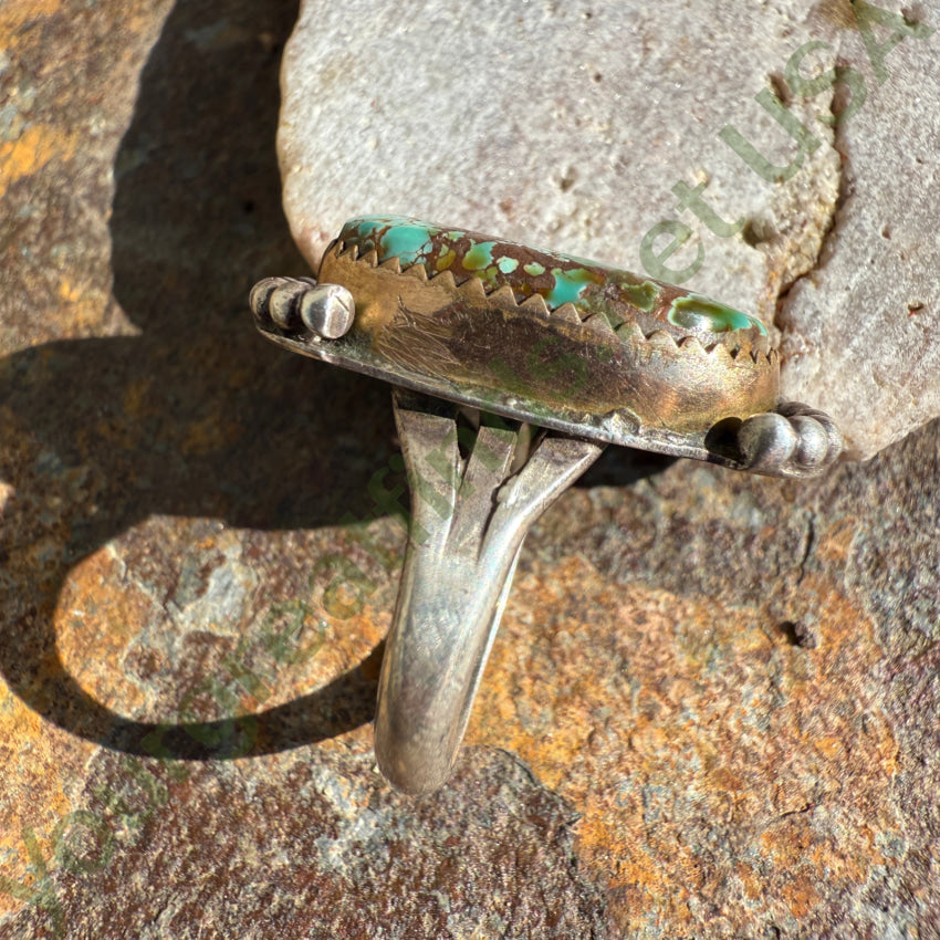 Vintage High Grade Pilot Mountain Turquoise Ring Navajo 925 Sterling Silver ring