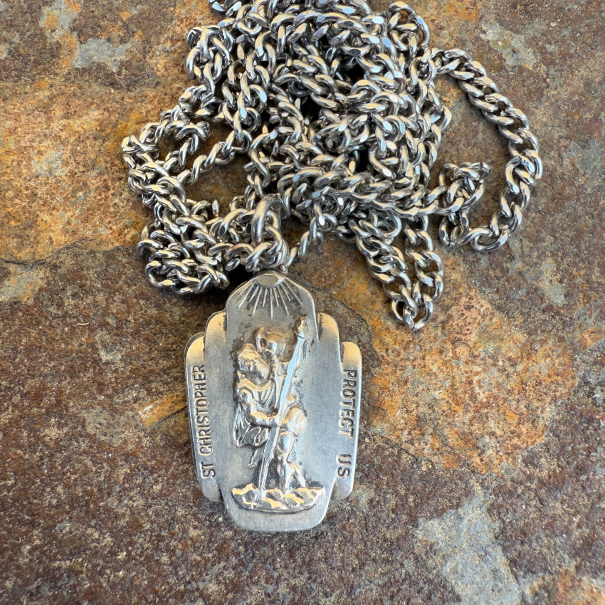 Vintage Hinged Two-Piece St. Christopher Necklace Necklace