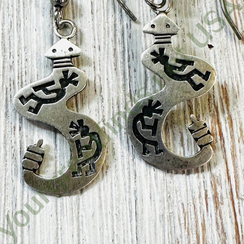 Vintage Hopi Sterling Silver Rattlesnake Pierced Earrings