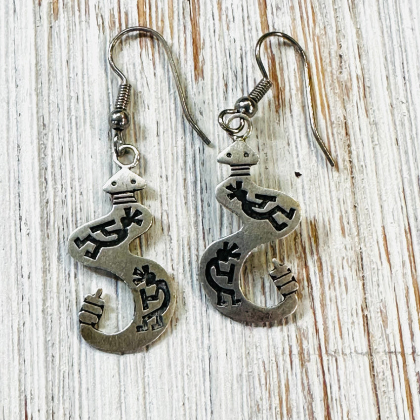 Vintage Hopi Sterling Silver Rattlesnake Pierced Earrings