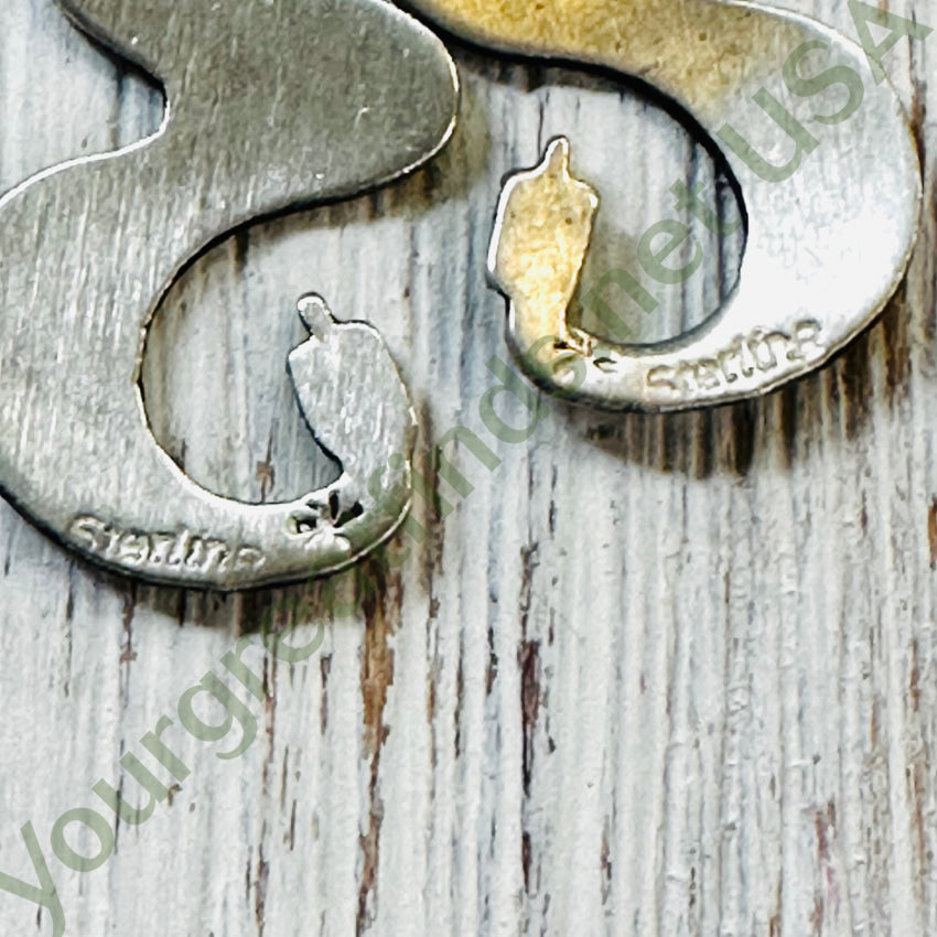 Vintage Hopi Sterling Silver Rattlesnake Pierced Earrings