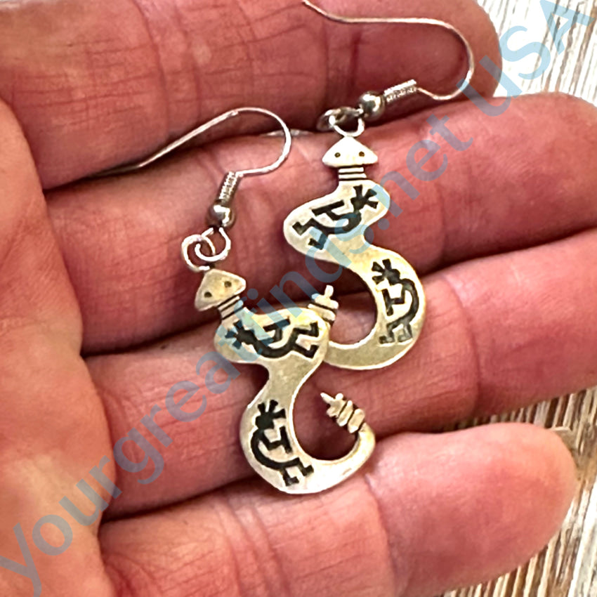 Vintage Hopi Sterling Silver Rattlesnake Pierced Earrings