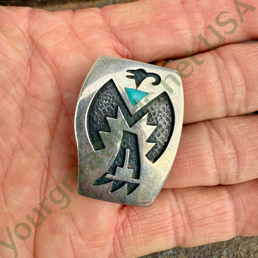 Vintage Hopi Sterling Silver & Turquoise Peyote Bird Bolo Handkerchief Slide bolo handkerchief slide