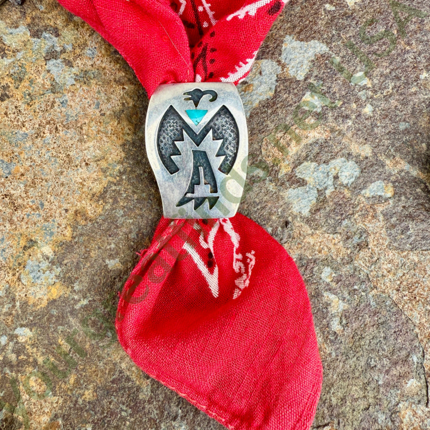 Vintage Hopi Sterling Silver & Turquoise Peyote Bird Bolo Handkerchief Slide bolo handkerchief slide