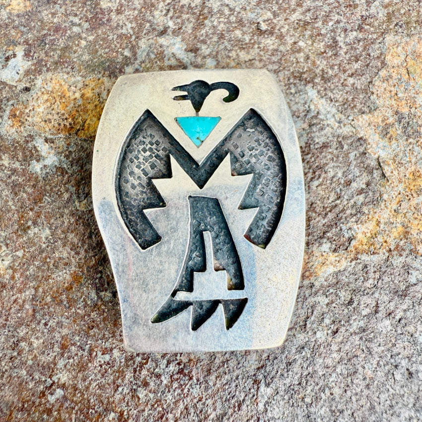 Vintage Hopi Sterling Silver & Turquoise Peyote Bird Bolo Handkerchief Slide bolo handkerchief slide