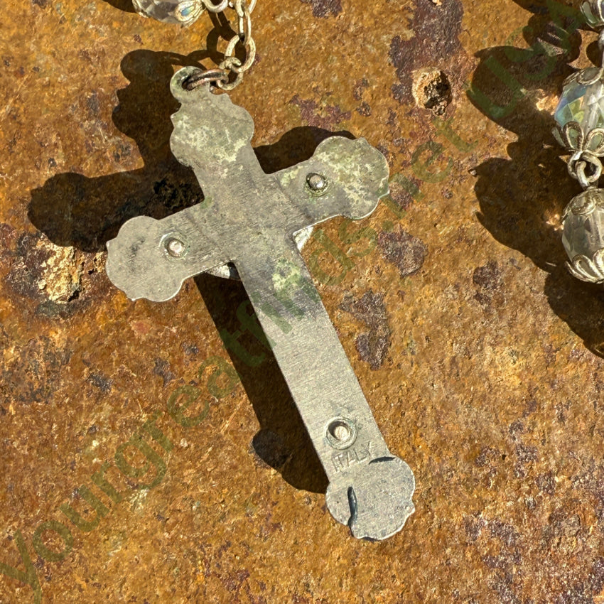 Vintage Italian Aurora Borealis Glass Bead Catholic Rosary rosary necklace